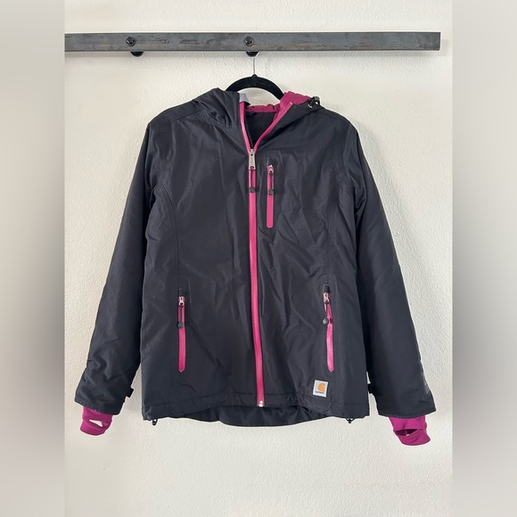 Carhartt Jackets & Blazers - Black Women’s Carhartt Jacket with Pink/Purple Details